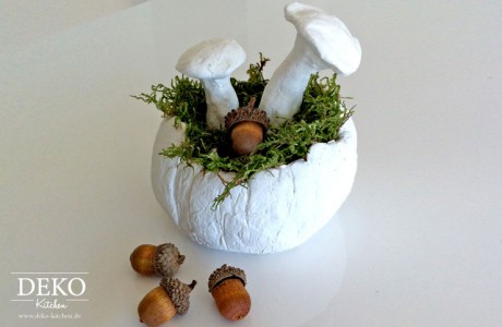 DIY Herbstdeko mit Pilzen und Blättern aus Fimo Deko-Kitchen
