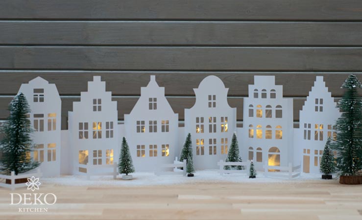 Großes Weihnachtshaus-Fenster-Schablonen-Set zur Verwendung mit